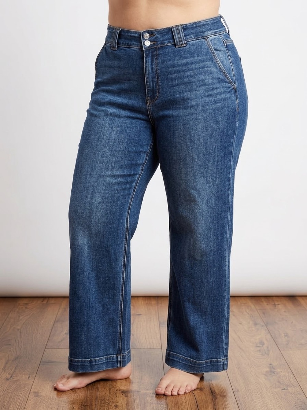 Judy Blue Medium Dark Blue Wide-Leg Jeans